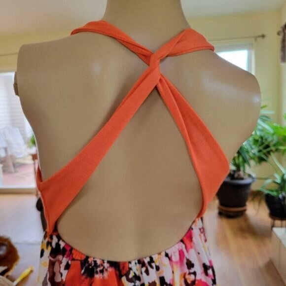 Summer Dress No Boundaries 7-9 Junior halter floral Criss-cross padded hi-low - Picture 8 of 10